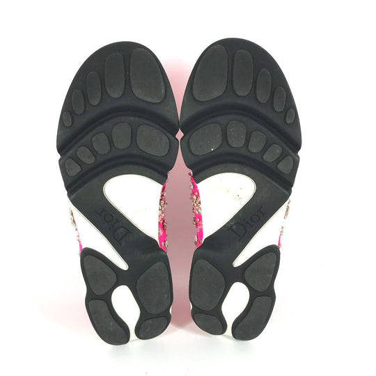 Dior sneakers mesh pink Bijou Rhinestone Flower Women 37.5 Used Authentic