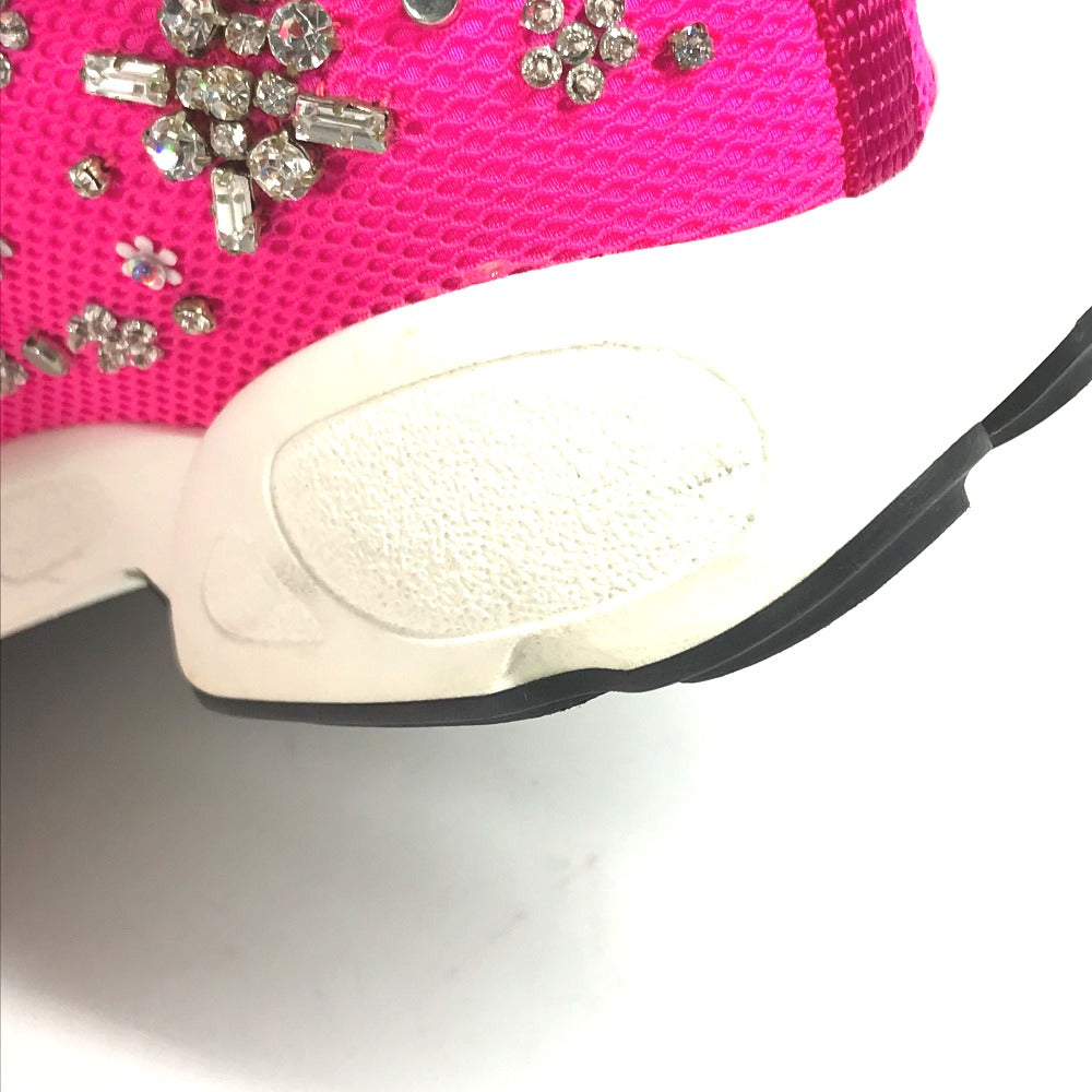 Dior sneakers mesh pink Bijou Rhinestone Flower Women 37.5 Used Authentic