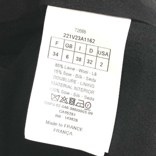 Dior Jacket 221V23A1162 wool black 2022 model tailored Women 34     Used Authentic