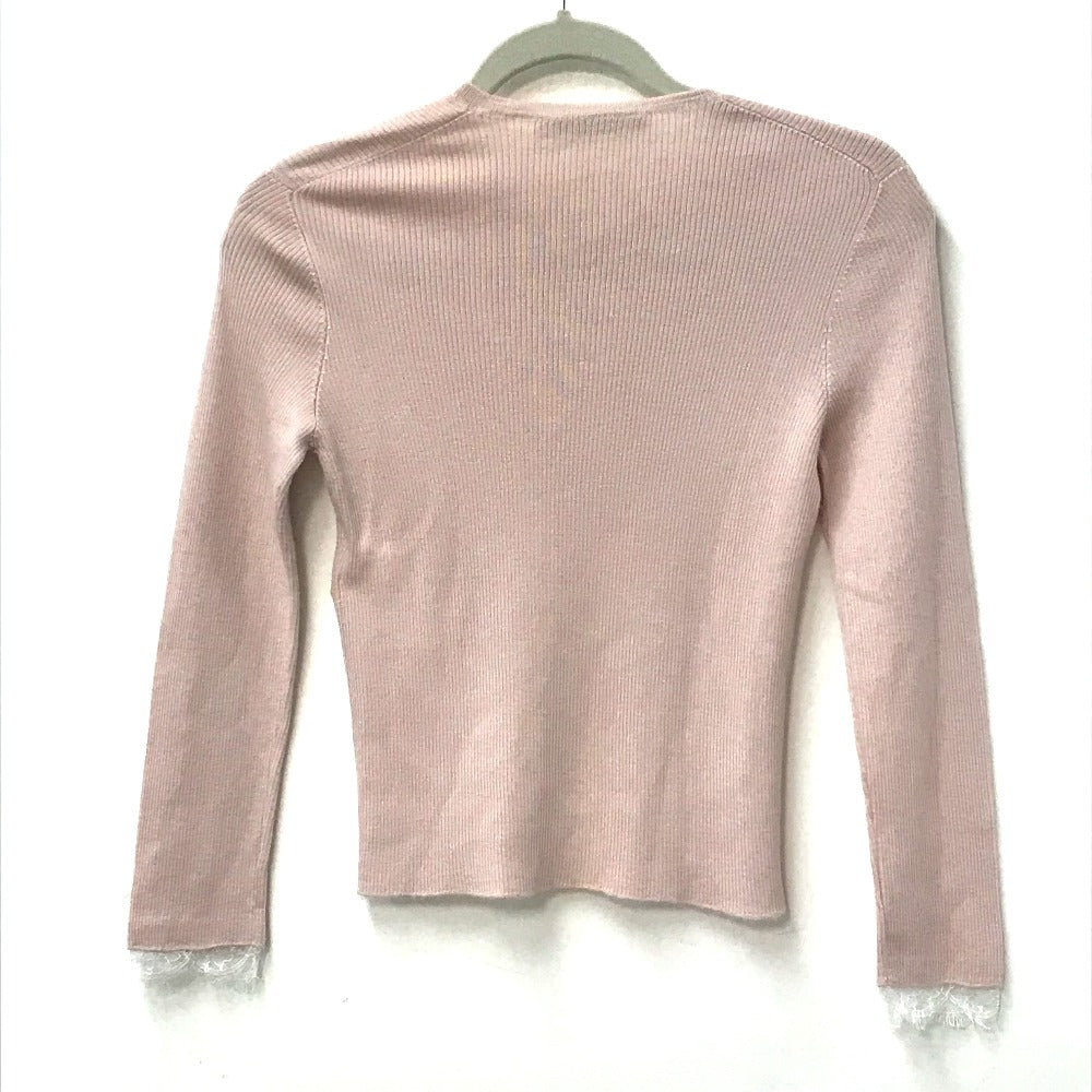 Dior cardigan Cashmere, Silk pink Lace Knit Women I 40 Used Authentic