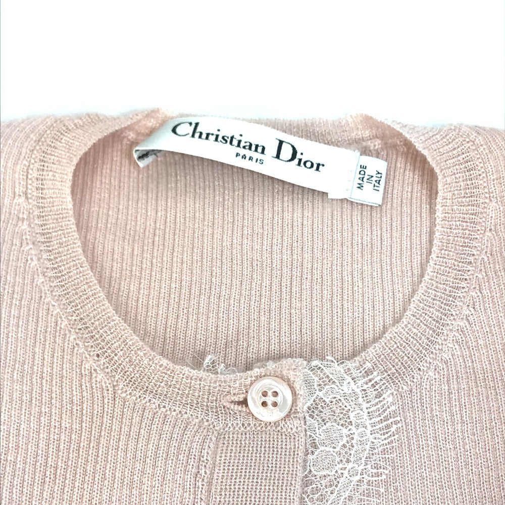 Dior cardigan Cashmere, Silk pink Lace Knit Women I 40 Used Authentic