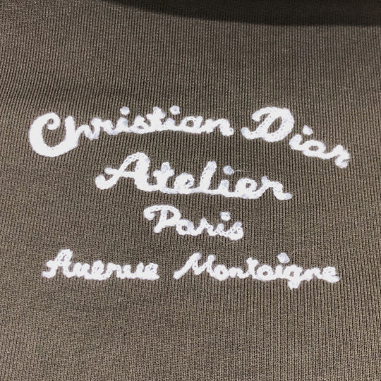Dior Hoodie 293J698 cotton khaki long sleeve tops apparel Atelier Paris embroidered hoodie mens XXL Used Authentic