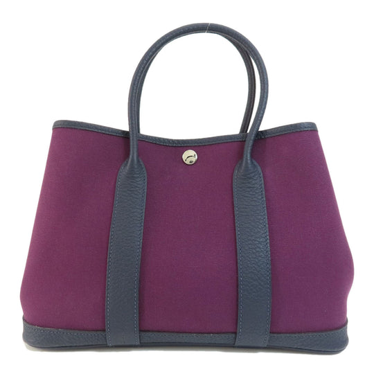 HERMES Handbag canvas purple Garden Party TPM Purple SilverMetal Women Used Authentic