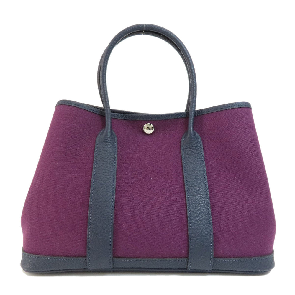 HERMES Handbag canvas purple Garden Party TPM Purple SilverMetal Women Used Authentic