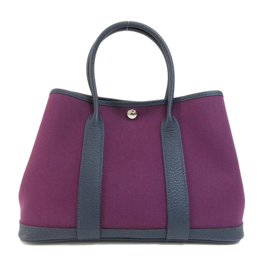 HERMES Handbag canvas purple Garden Party TPM Purple SilverMetal Women Used Authentic