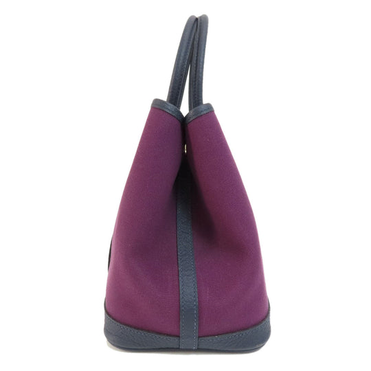 HERMES Handbag canvas purple Garden Party TPM Purple SilverMetal Women Used Authentic