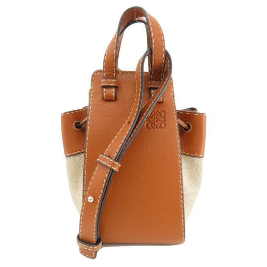 LOEWE Handbag 314.39.V07 Canvas, Leather Brown anagram Hammock 2WAY Women Used Authentic