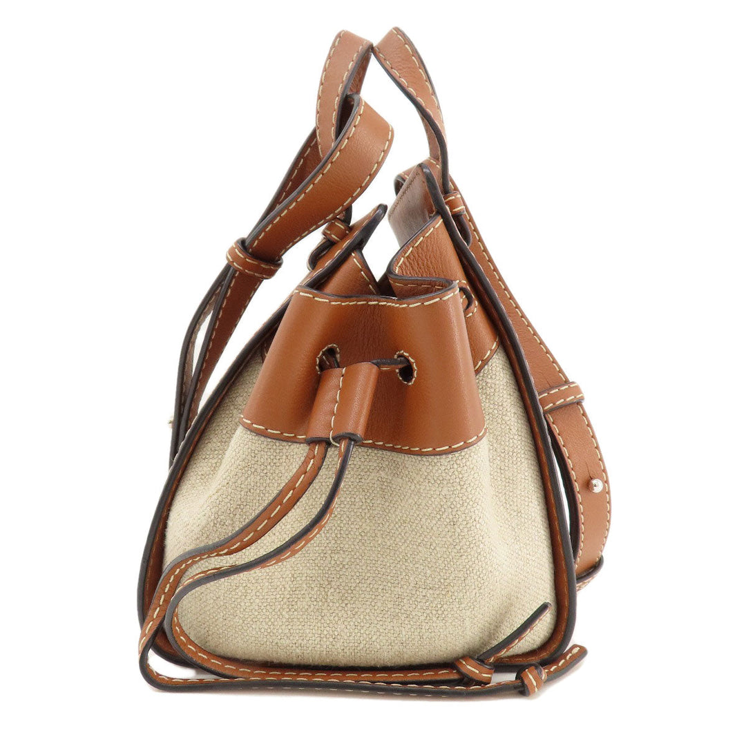 LOEWE Handbag 314.39.V07 Canvas, Leather Brown anagram Hammock 2WAY Women Used Authentic