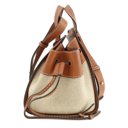 LOEWE Handbag 314.39.V07 Canvas, Leather Brown anagram Hammock 2WAY Women Used Authentic