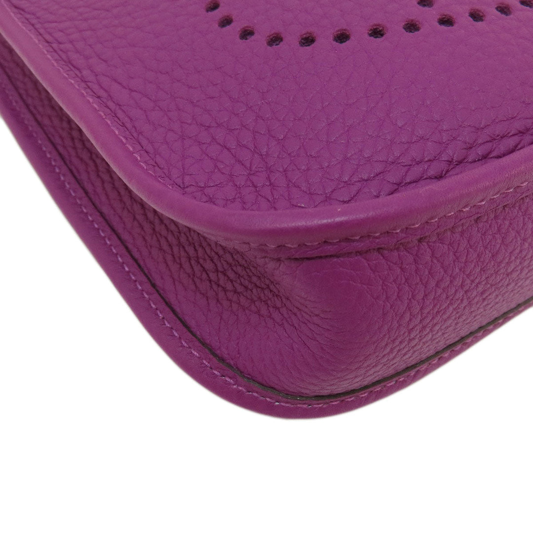 HERMES Shoulder Bag Taurillon Clemence purple Evelyn TPM Anemone SilverMetal Women Used Authentic