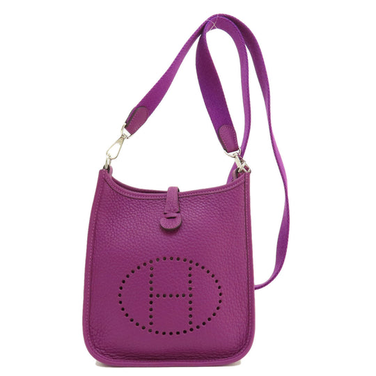 HERMES Shoulder Bag Taurillon Clemence purple Evelyn TPM Anemone SilverMetal Women Used Authentic