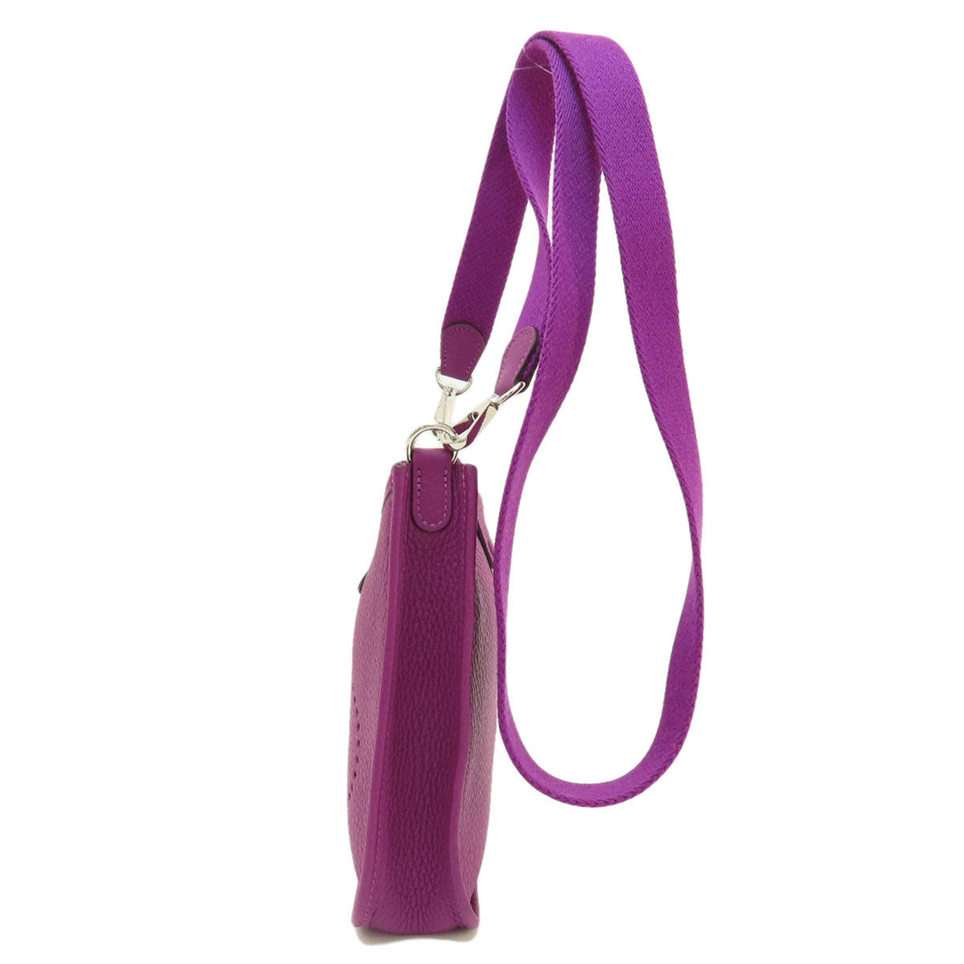 HERMES Shoulder Bag Taurillon Clemence purple Evelyn TPM Anemone SilverMetal Women Used Authentic
