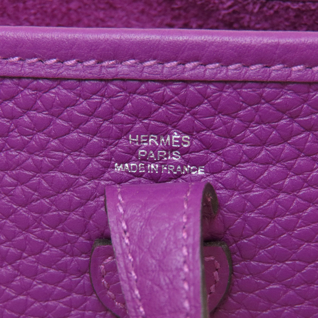 HERMES Shoulder Bag Taurillon Clemence purple Evelyn TPM Anemone SilverMetal Women Used Authentic