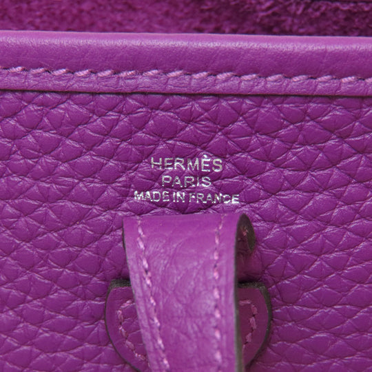 HERMES Shoulder Bag Taurillon Clemence purple Evelyn TPM Anemone SilverMetal Women Used Authentic