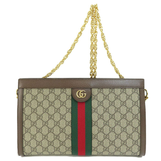 GUCCI Shoulder Bag 503876 PVC Brown Offdia Medium GG Sherry Line