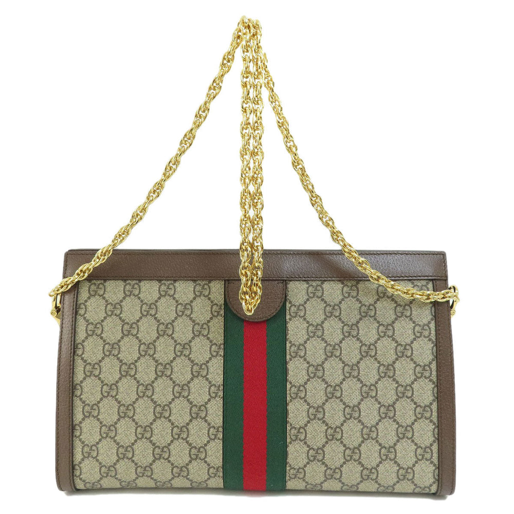 GUCCI Shoulder Bag 503876 PVC Brown Offdia Medium GG Sherry Line