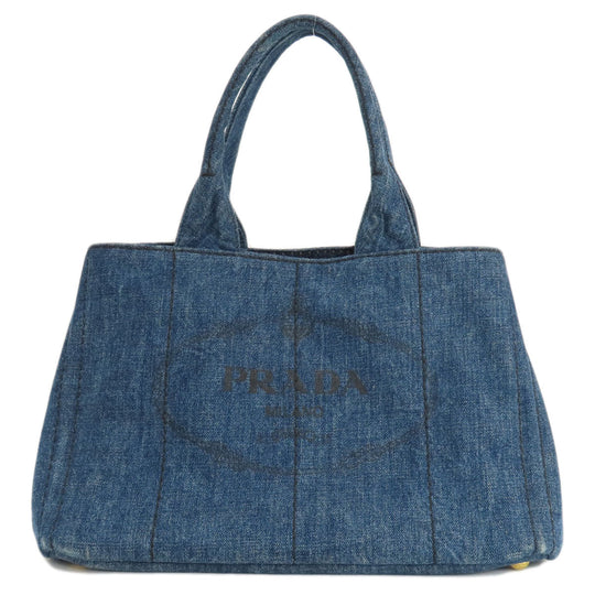 PRADA Tote Bag B1877B denim blue Canapa Women Used Authentic