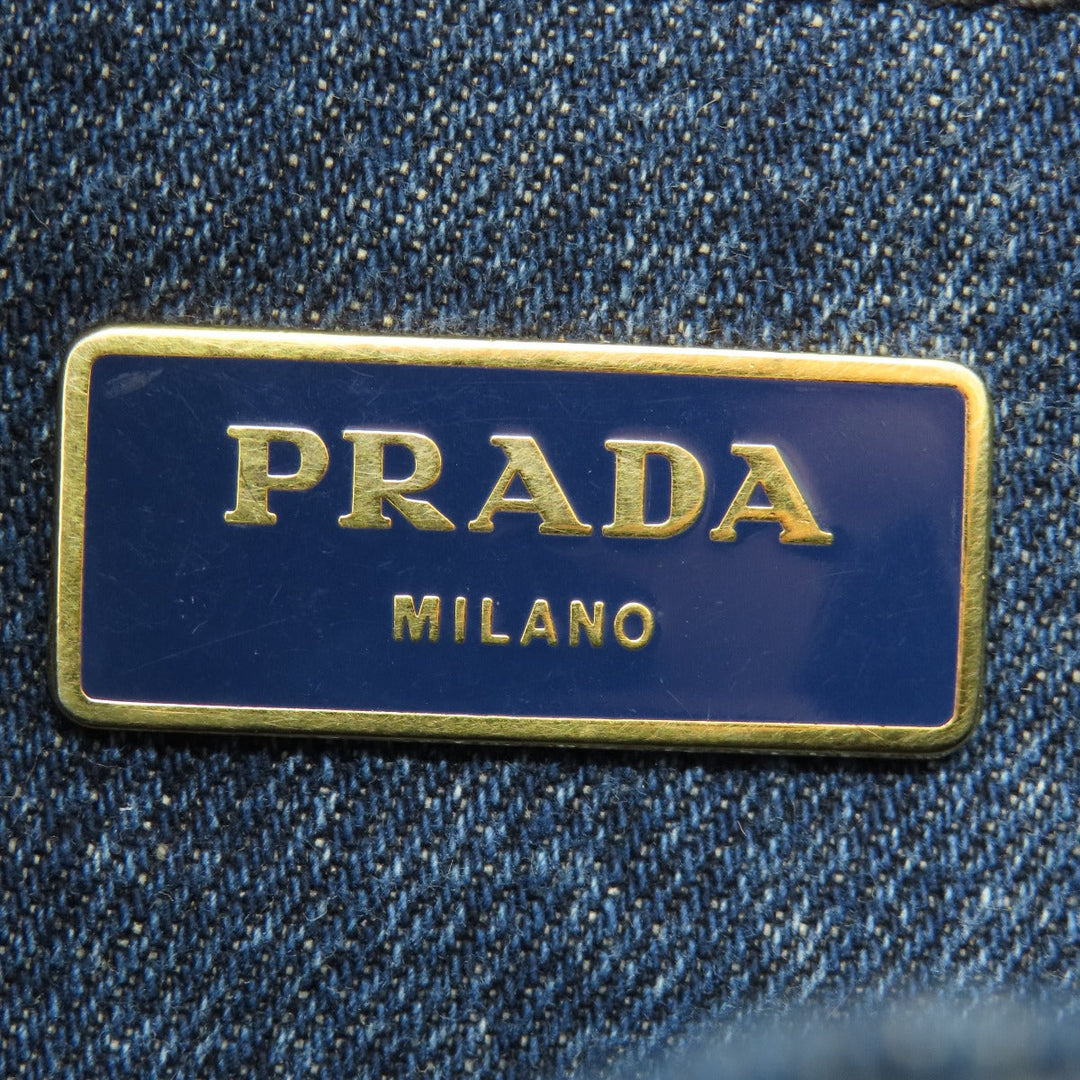 PRADA Tote Bag B1877B denim blue Canapa Women Used Authentic