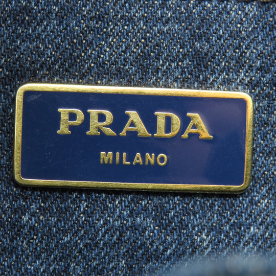 PRADA Tote Bag B1877B denim blue Canapa Women Used Authentic