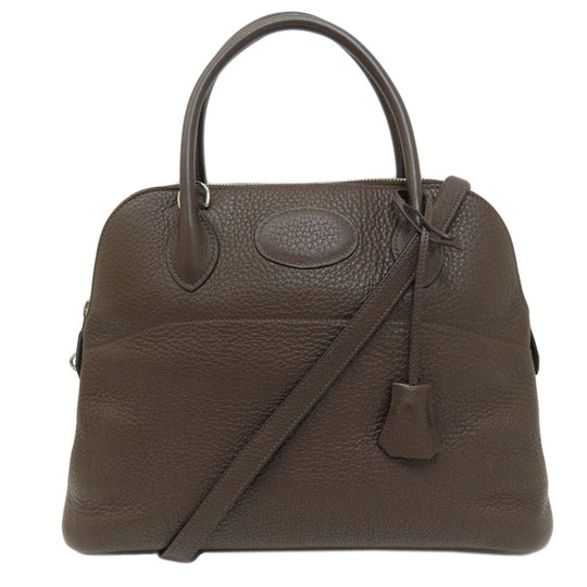 HERMES Handbag Taurillon Clemence Brown Bolide 31 Chocolat SilverMetal