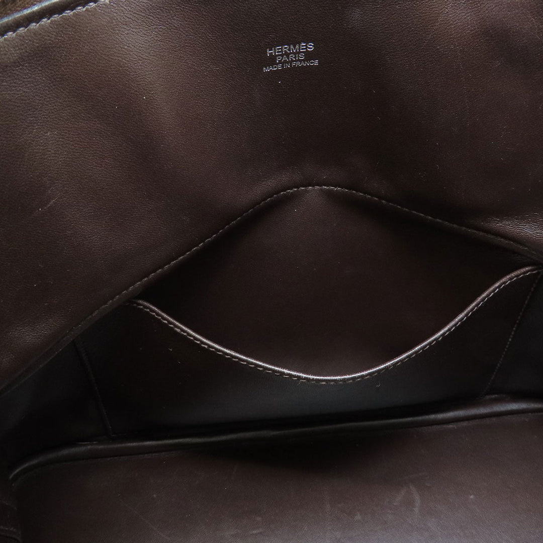 HERMES Handbag Taurillon Clemence Brown Bolide 31 Chocolat SilverMetal