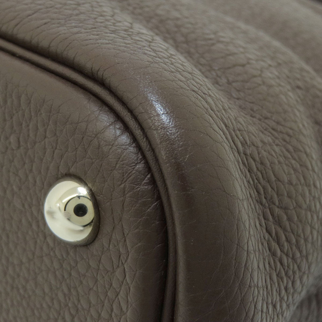 HERMES Handbag Taurillon Clemence Brown Bolide 31 Chocolat SilverMetal