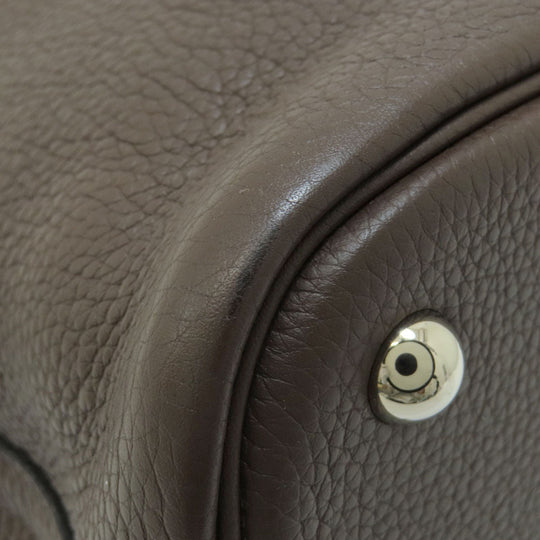 HERMES Handbag Taurillon Clemence Brown Bolide 31 Chocolat SilverMetal