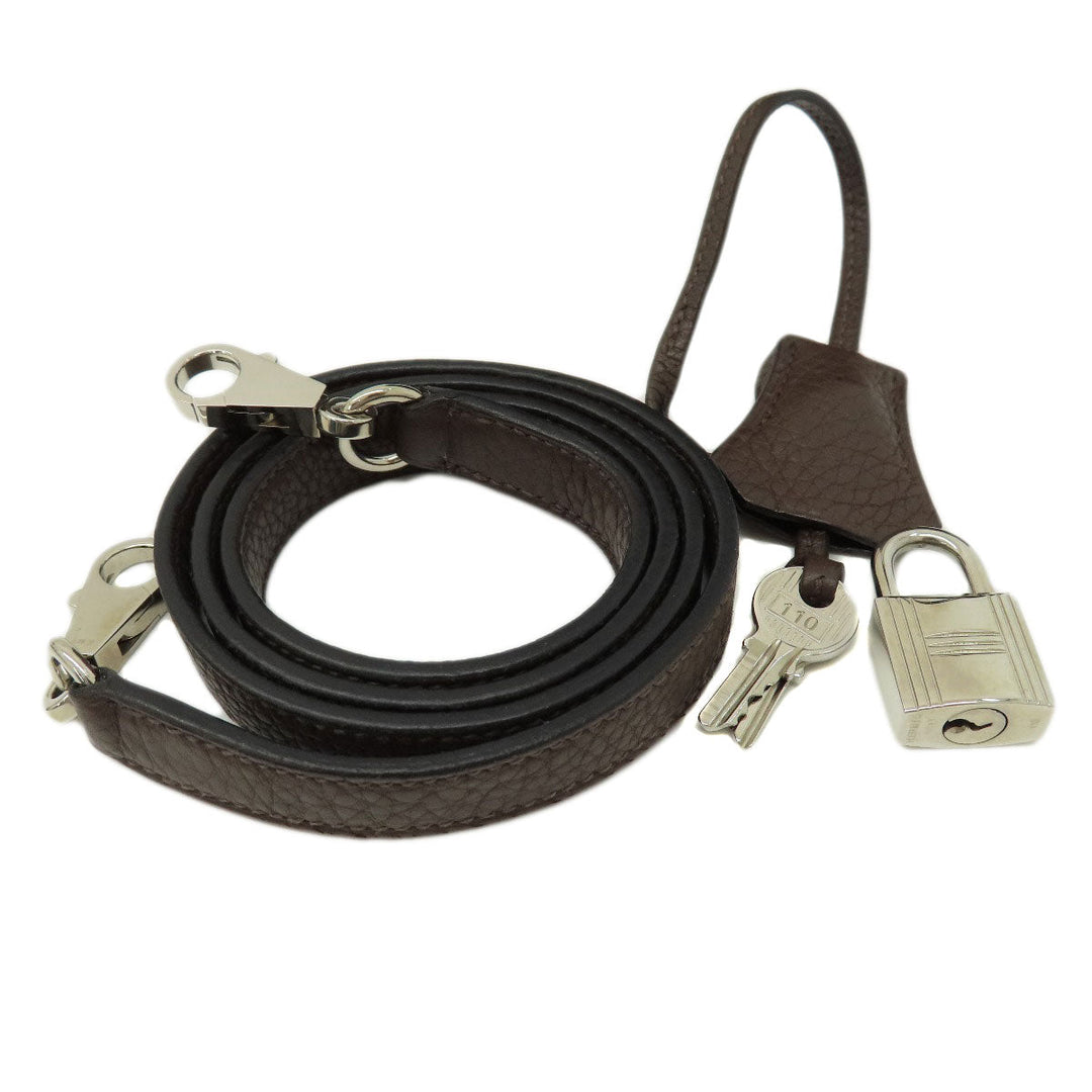 HERMES Handbag Taurillon Clemence Brown Bolide 31 Chocolat SilverMetal