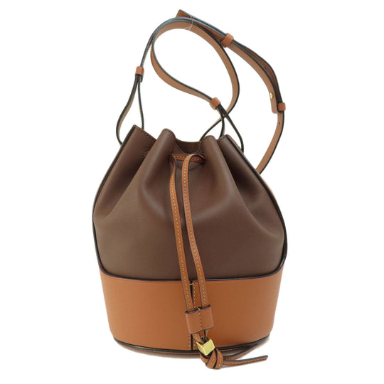 LOEWE Shoulder Bag Calfskin Brown Balloon bag Women Used Authentic