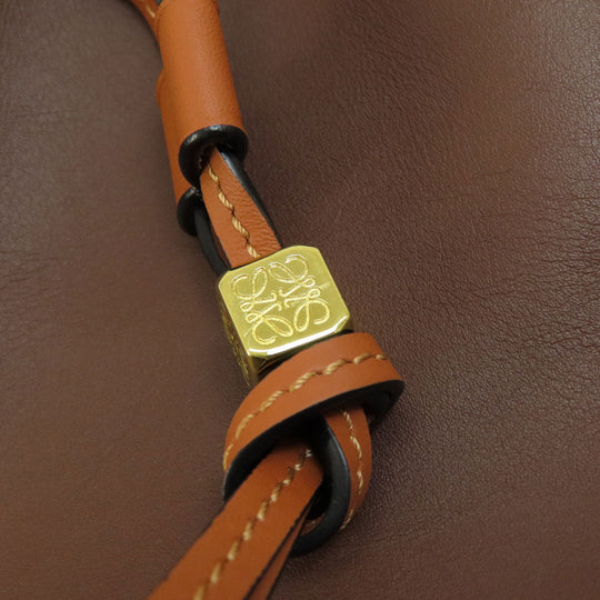 LOEWE Shoulder Bag Calfskin Brown Balloon bag Women Used Authentic