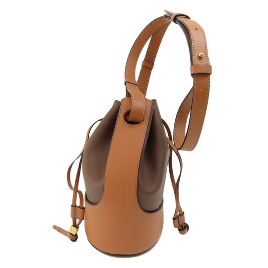 LOEWE Shoulder Bag Calfskin Brown Balloon bag Women Used Authentic