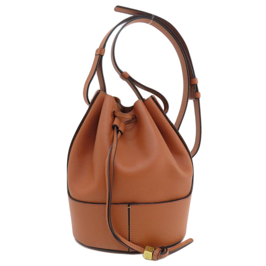 LOEWE Shoulder Bag Calfskin Brown Balloon bag Women Used Authentic