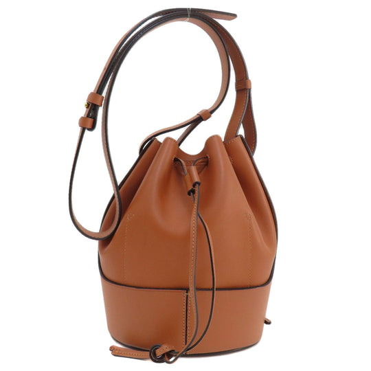 LOEWE Shoulder Bag Calfskin Brown Balloon bag Women Used Authentic