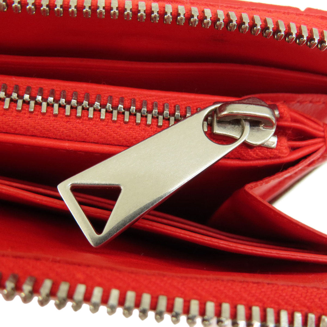 BOTTEGAVENETA Long Wallet Purse PVC Red Zip Around Women Used Authentic