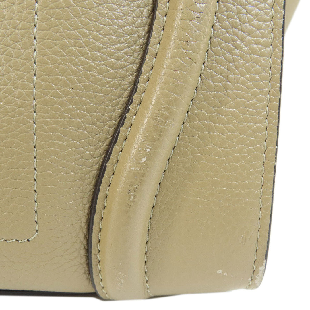 CELINE Tote Bag Calfskin beige Luggage micro Women Used Authentic