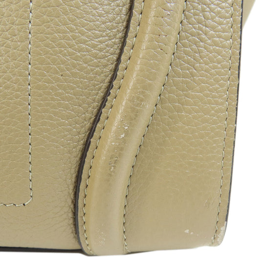 CELINE Tote Bag Calfskin beige Luggage micro Women Used Authentic
