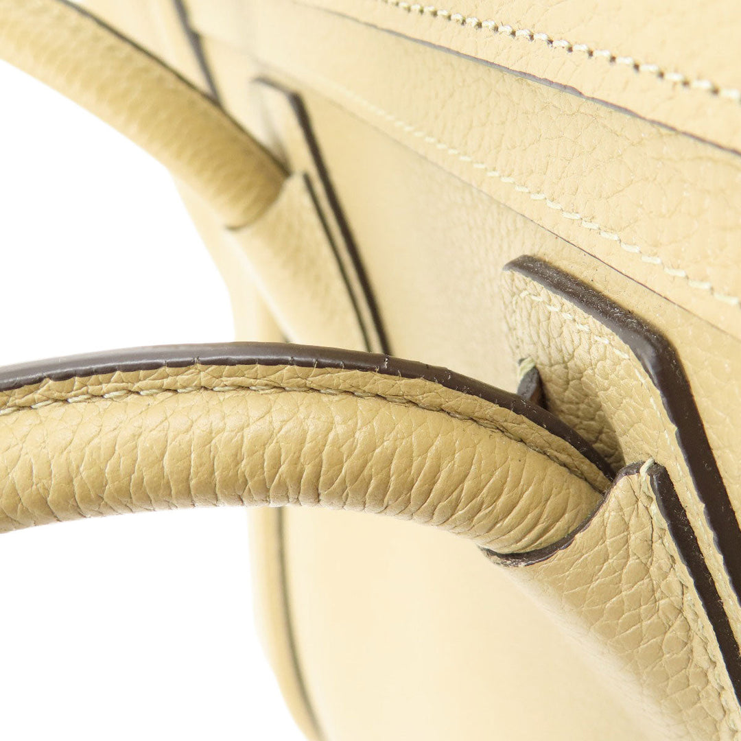 CELINE Tote Bag Calfskin beige Luggage micro Women Used Authentic