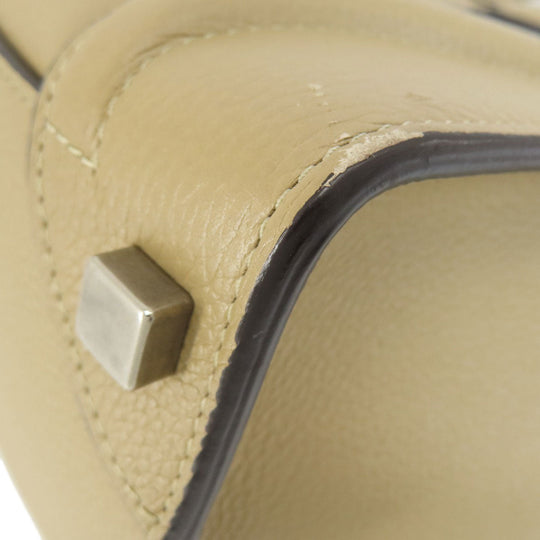 CELINE Tote Bag Calfskin beige Luggage micro Women Used Authentic