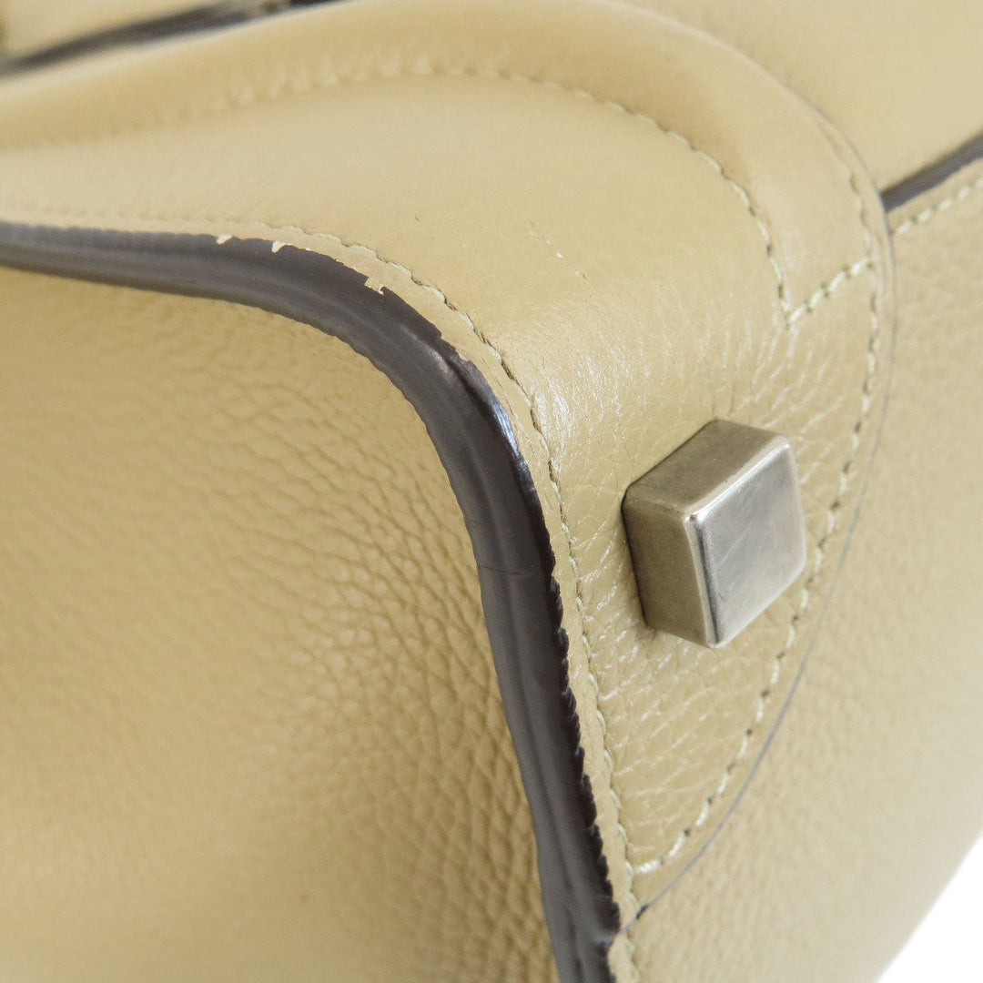 CELINE Tote Bag Calfskin beige Luggage micro Women Used Authentic