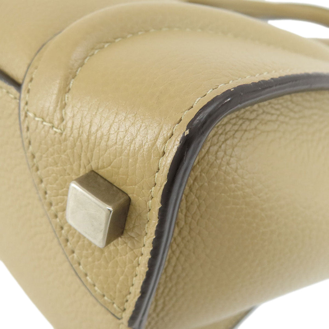 CELINE Tote Bag Calfskin beige Luggage micro Women Used Authentic
