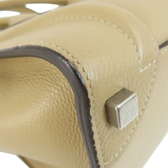 CELINE Tote Bag Calfskin beige Luggage micro Women Used Authentic