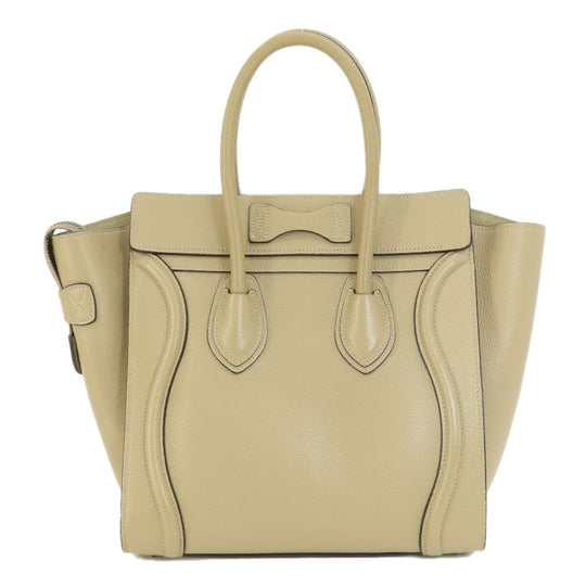 CELINE Tote Bag Calfskin beige Luggage micro Women Used Authentic