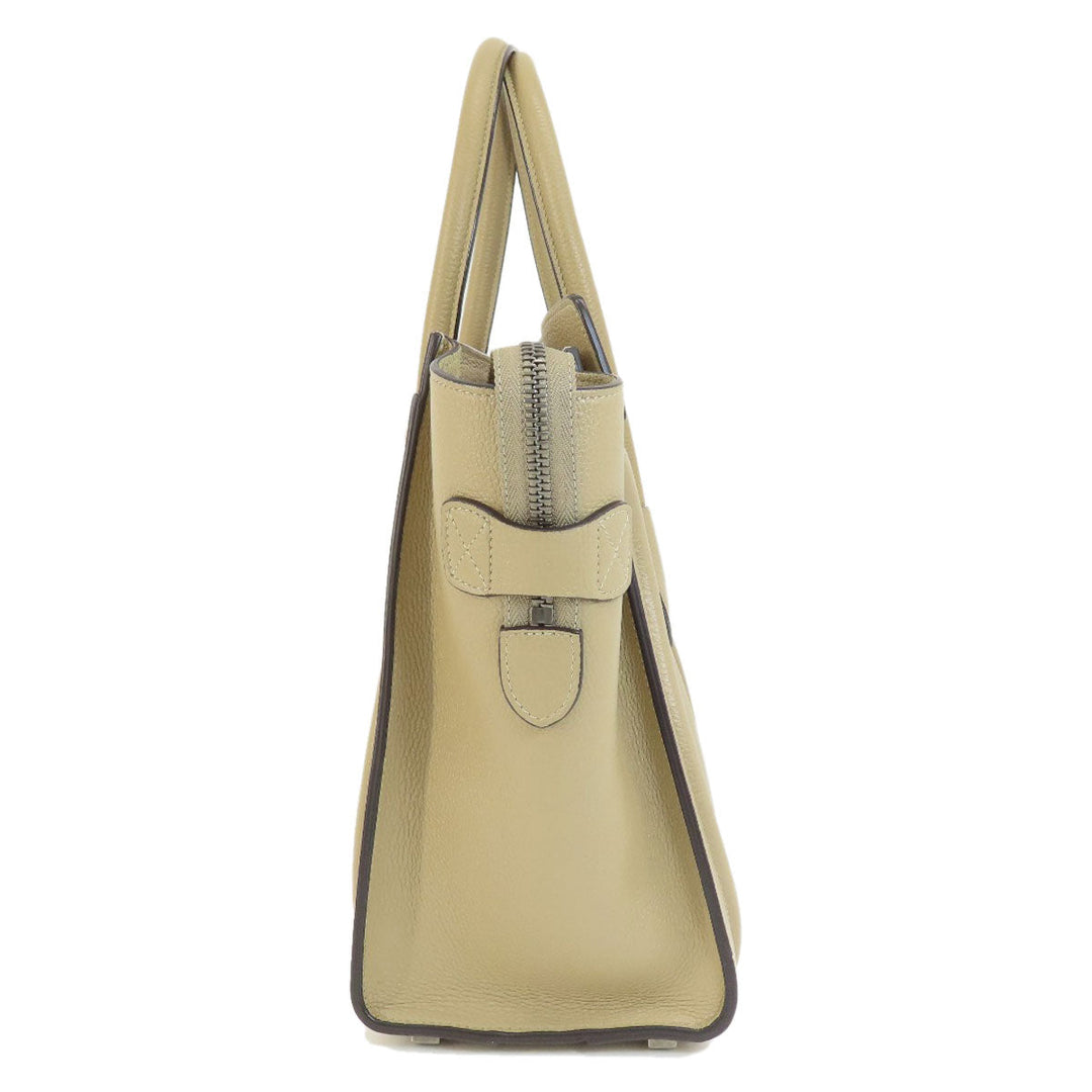 CELINE Tote Bag Calfskin beige Luggage micro Women Used Authentic