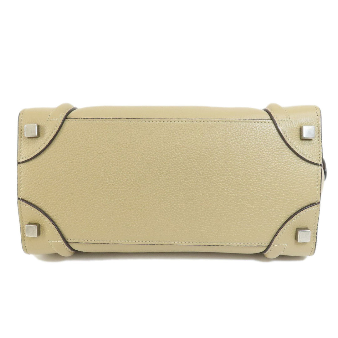 CELINE Tote Bag Calfskin beige Luggage micro Women Used Authentic