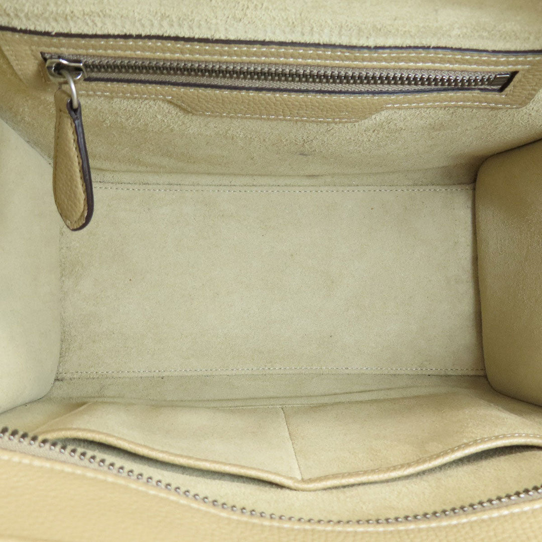 CELINE Tote Bag Calfskin beige Luggage micro Women Used Authentic