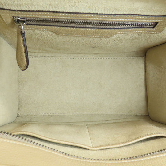 CELINE Tote Bag Calfskin beige Luggage micro Women Used Authentic