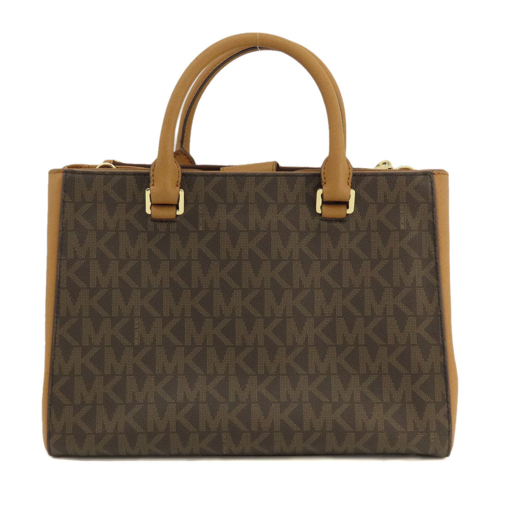 MICHAEL KORS Handbag PVC Brown MK Signature 2WAY Women Used Authentic