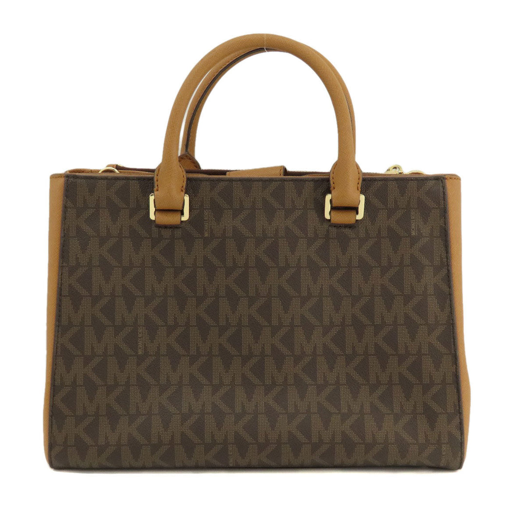 MICHAEL KORS Handbag PVC Brown MK Signature 2WAY Women Used Authentic