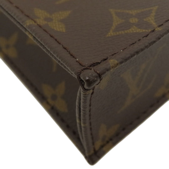 LOUIS VUITTON Handbag M69442 Monogram canvas Brown Petit Sac Plat Women Used Authentic