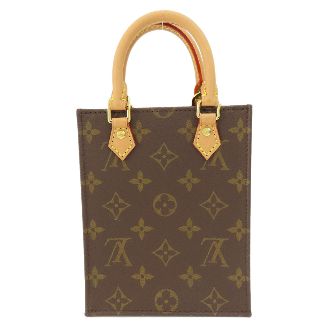 LOUIS VUITTON Handbag M69442 Monogram canvas Brown Petit Sac Plat Women Used Authentic